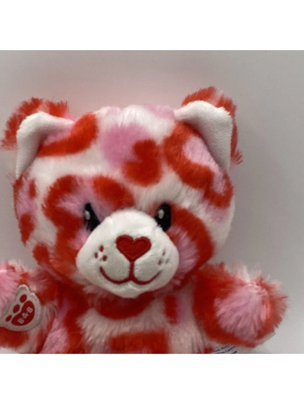 Build-A-Bear Mini Beans Wild Hearts Pink And Red Leopard Plush Stuffed Animal 7”